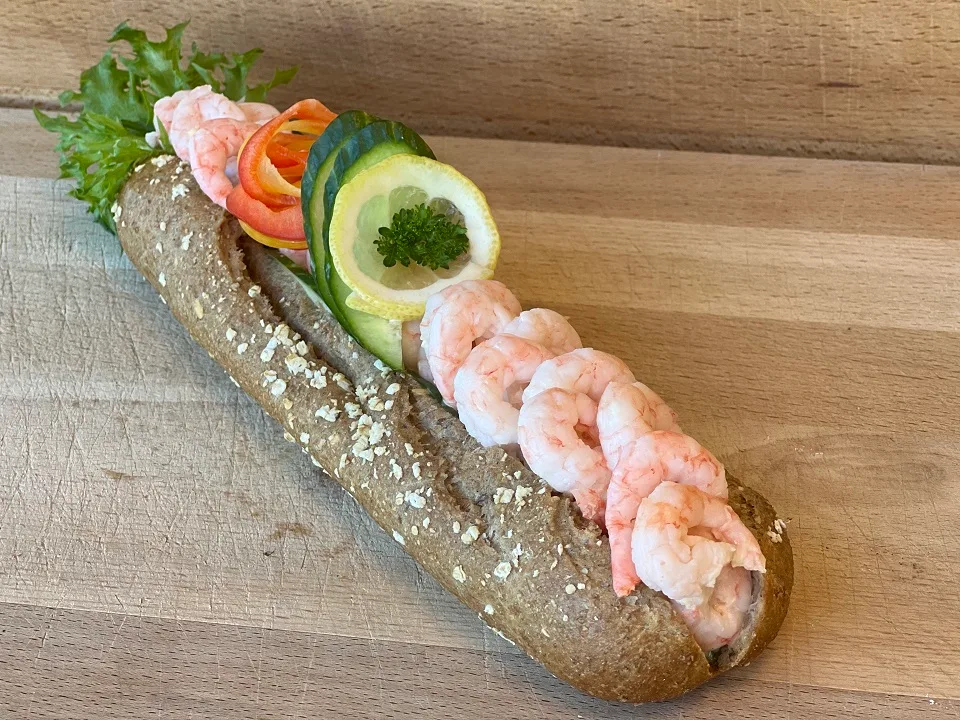 Baguette med reker og majones